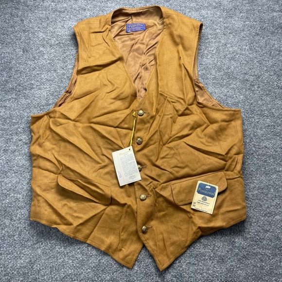 Pendleton Other - Pendleton Vintage Wool Vest Mens 44 Tan Mustard Button Front USA A200-331